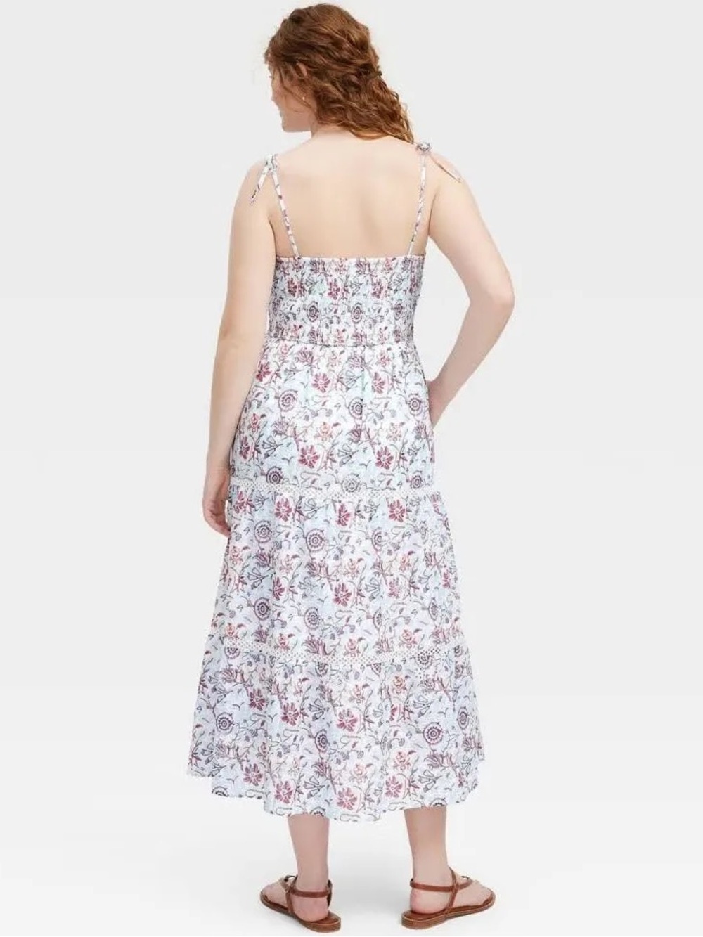 Roller Rabbit White Midi Dress with Floral Print